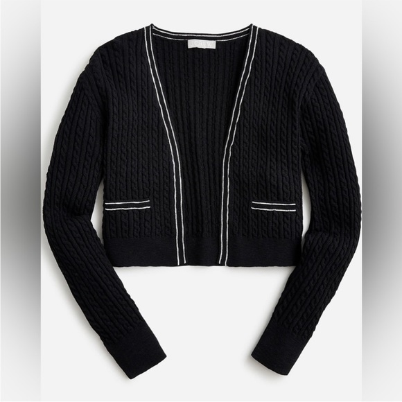 J. Crew Sweaters - J.Crew cardigan, cable knit cropped with white trim size medium